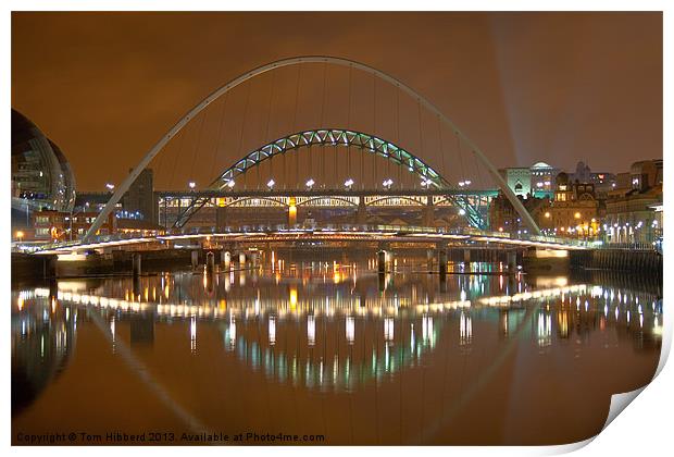 Tyne Bridges, Newcastle Upon Tyne Print by Tom Hibberd