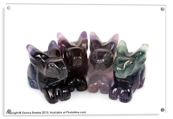Four Rainbow Fluorite Rabbits Acrylic by Serena Bowles