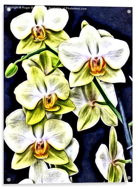 Yellow Orchids in Relief Acrylic by Roger Butler