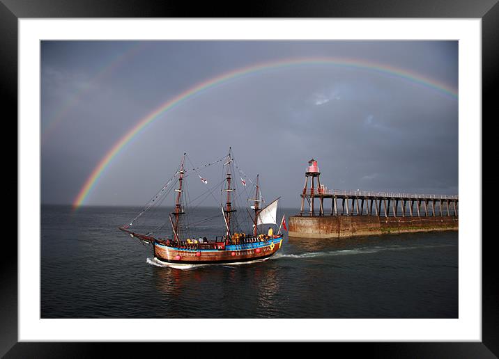 Whitby Pirate Ship Framed Mounted Print by Dave Wyllie