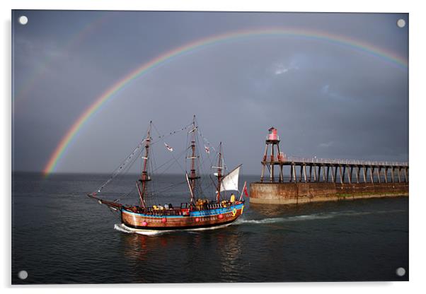 Whitby Pirate Ship Acrylic by Dave Wyllie