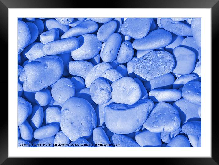 BLUE PEBBLES Framed Mounted Print by Anthony Kellaway
