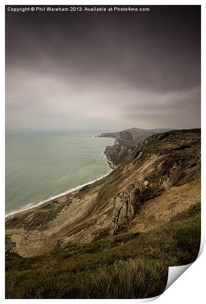 Worbarrow Cliffs Print by Phil Wareham