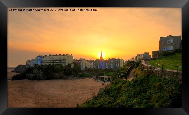 Sun Going Down Over Tenby Framed Print by Martin Chambers