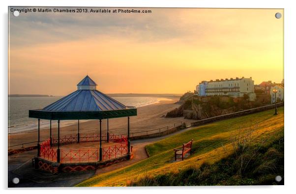 Bandstand and South Beach Tenby Acrylic by Martin Chambers