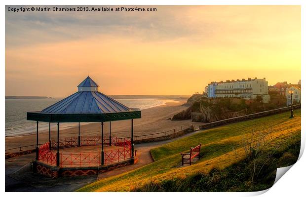 Bandstand and South Beach Tenby Print by Martin Chambers