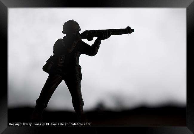 Toy soldier Fire fight Framed Print by Roy Evans