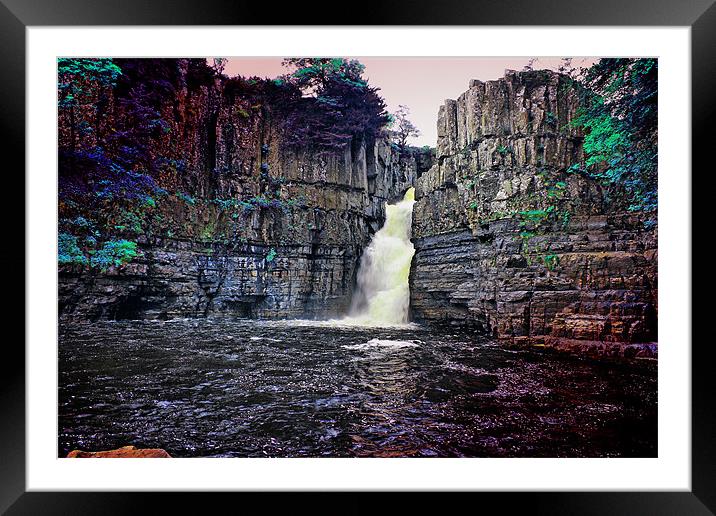 Enchanting High Force Waterfall Framed Mounted Print by Marie Castagnoli