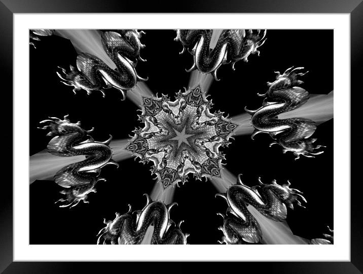 Mono Dragon. Framed Mounted Print by Heather Goodwin