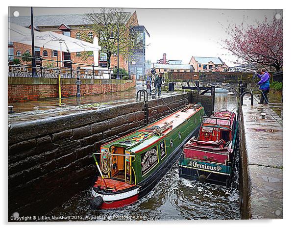 Going through the locks. Acrylic by Lilian Marshall