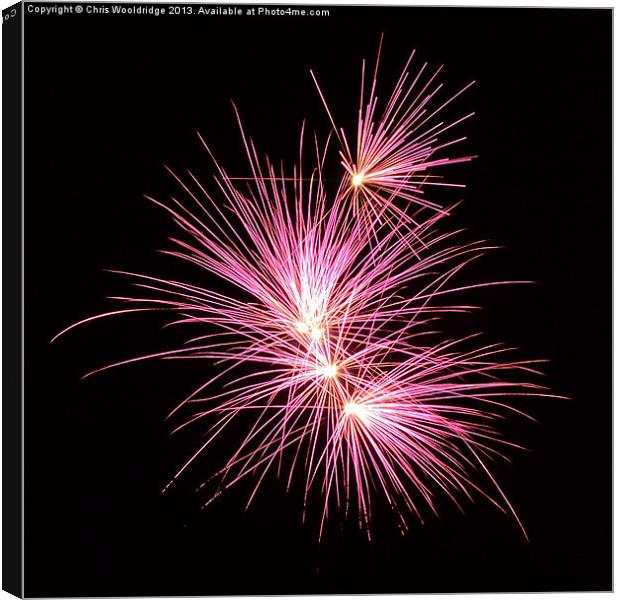 Pink Fireworks - Night time Canvas Print by Chris Wooldridge