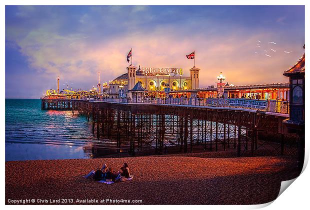 Brighton Pier at Dusk Print by Chris Lord