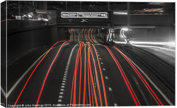 Motorway LightTrails Canvas Print by John Hastings