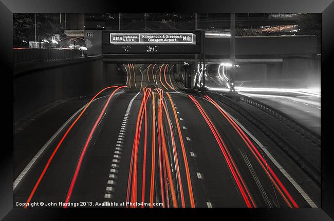 Motorway LightTrails Framed Print by John Hastings
