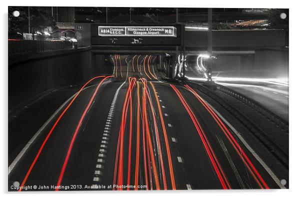 Motorway LightTrails Acrylic by John Hastings