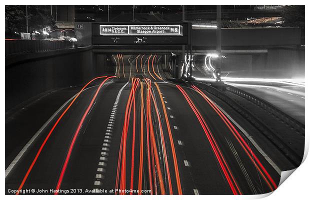 Motorway LightTrails Print by John Hastings
