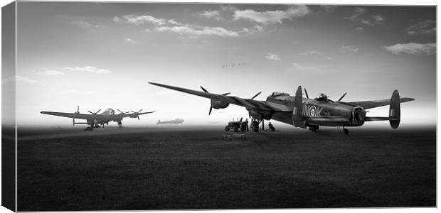 Lancasters on dispersal black and white version Canvas Print by Gary Eason