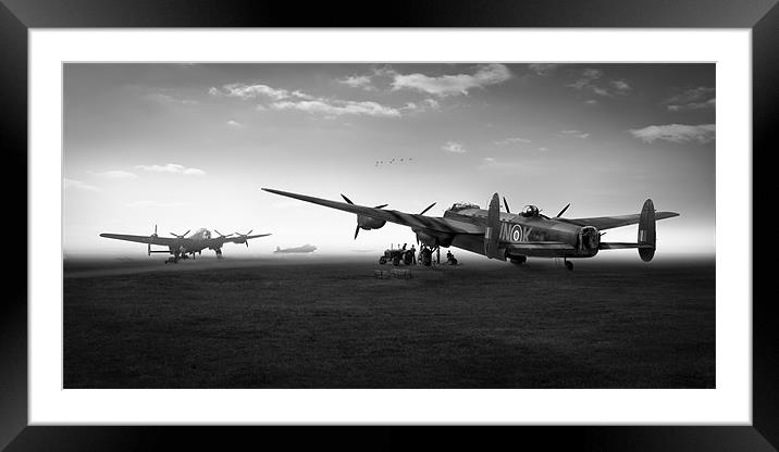 Lancasters on dispersal black and white version Framed Mounted Print by Gary Eason