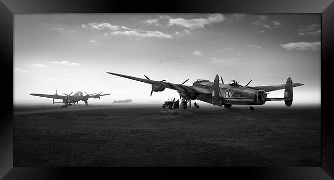 Lancasters on dispersal black and white version Framed Print by Gary Eason
