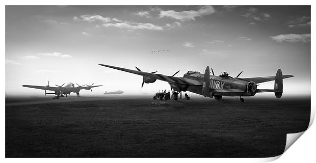 Lancasters on dispersal black and white version Print by Gary Eason