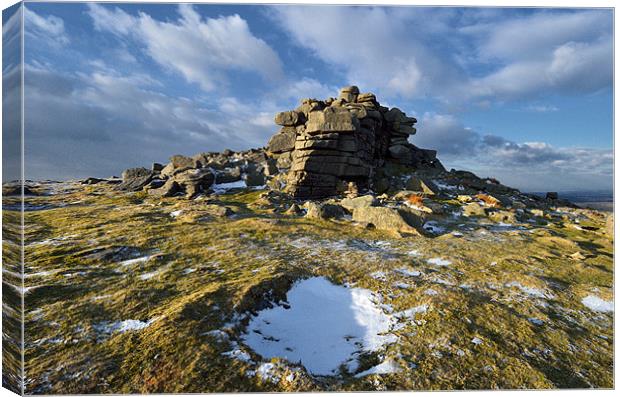 Wintry West Mill Tor Canvas Print by Jon Short