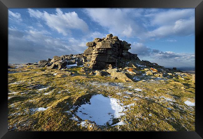 Wintry West Mill Tor Framed Print by Jon Short