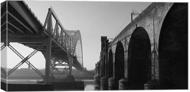 Runcorn Jubilee and Railway Bridges Canvas Print by Phillip Orr
