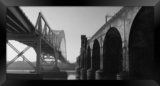 Runcorn Jubilee and Railway Bridges Framed Print by Phillip Orr