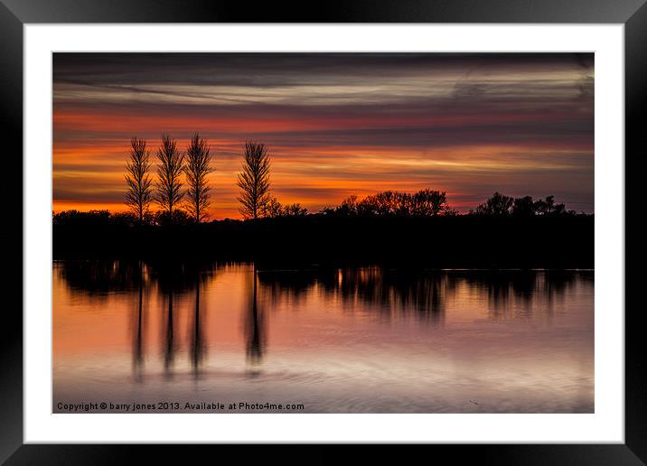 Abberton Reservoir, Sunset Framed Mounted Print by barry jones