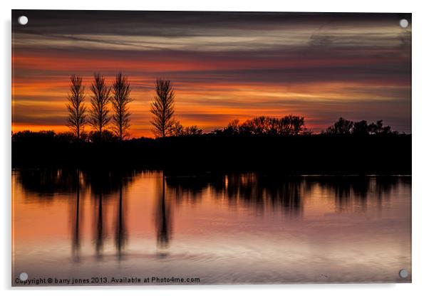 Abberton Reservoir, Sunset Acrylic by barry jones