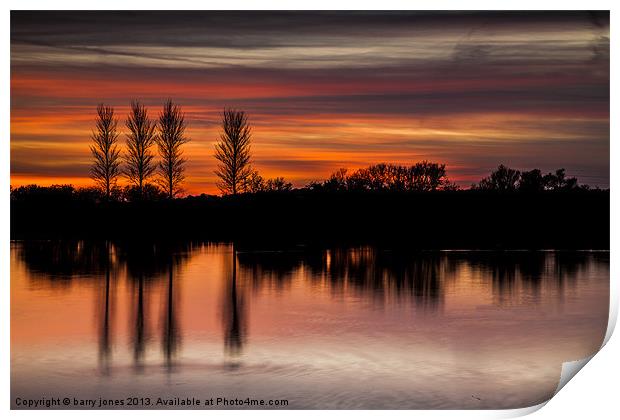 Abberton Reservoir, Sunset Print by barry jones