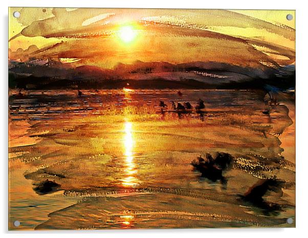 Sunset on Windermere Acrylic by Amanda Moore
