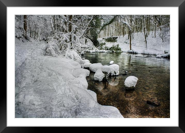 Snow on the River bank Framed Mounted Print by Ian Mitchell