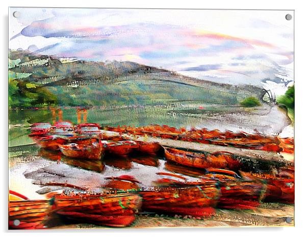 Boats on Windermere Acrylic by Amanda Moore