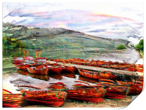 Boats on Windermere Print by Amanda Moore