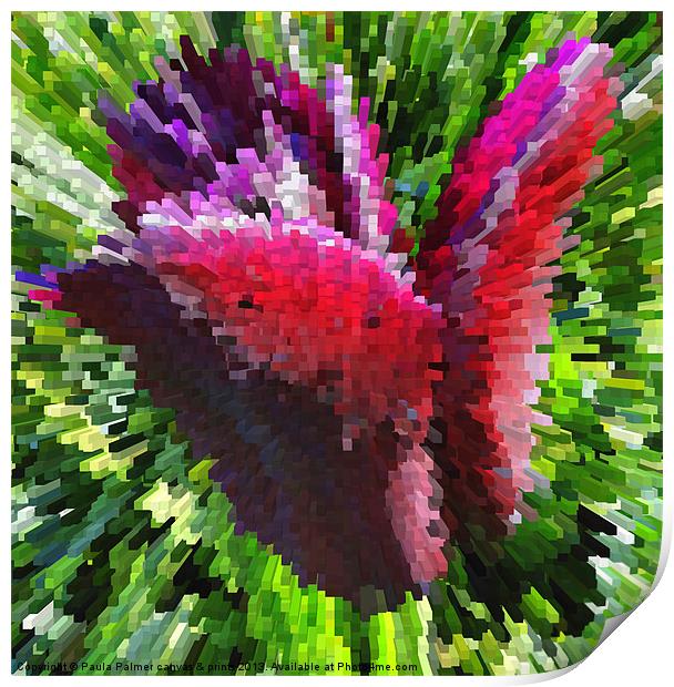 Extrusion digital tulip flower Print by Paula Palmer canvas