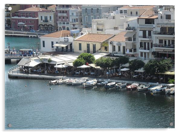 The Harbour at Agios Nikolaos Acrylic by Rodney Leith