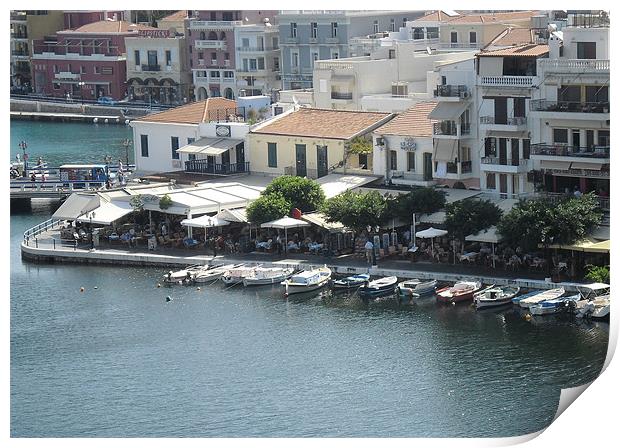The Harbour at Agios Nikolaos Print by Rodney Leith