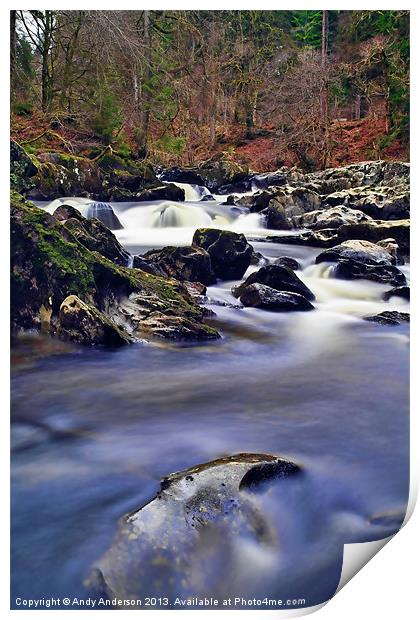 Perthshire Waterfall at The Hermitage Print by Andy Anderson