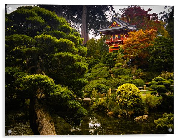 Japanese Garden Acrylic by Mark Llewellyn