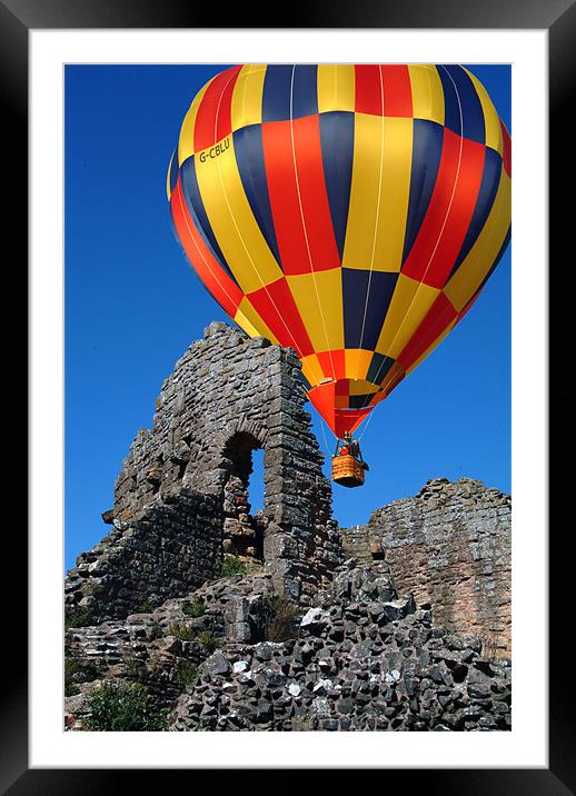 Balloon over Caldicot Castle Framed Mounted Print by Peter Cope