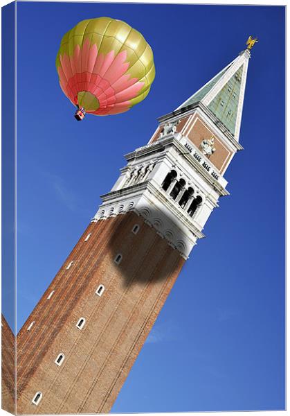 Balloon over Venice Canvas Print by Peter Cope
