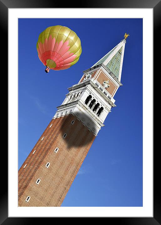 Balloon over Venice Framed Mounted Print by Peter Cope