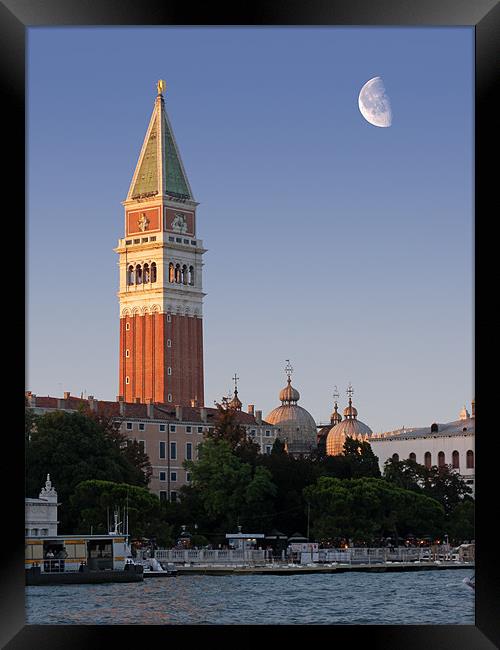 Moon over St Marks Framed Print by Peter Cope