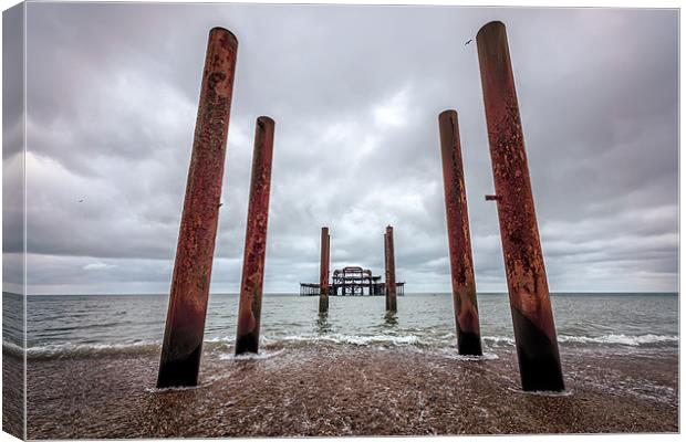 West Pier Ruins Canvas Print by sam moore