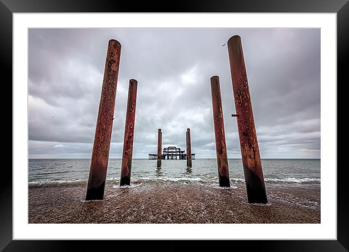 West Pier Ruins Framed Mounted Print by sam moore