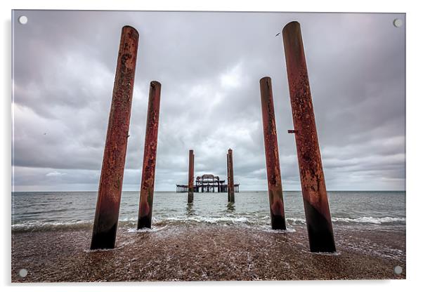 West Pier Ruins Acrylic by sam moore