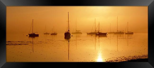 Boats in the Mist Framed Print by christopher darmanin