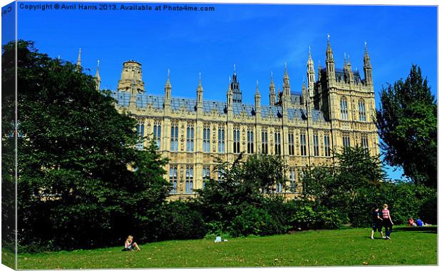 Park View, Palace of Westminster Canvas Print by Avril Harris