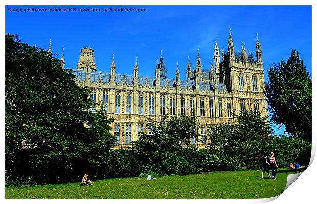Park View, Palace of Westminster Print by Avril Harris